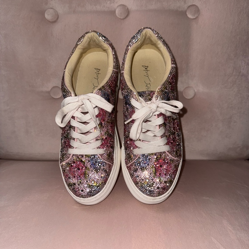 Betsey Johnson Pink and Silver Glitter Sneakers
